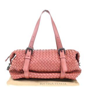 BOTTEGA VENETA Intrecciato Montaigne Shoulder Handbag Leather Pink Italy 53RL748